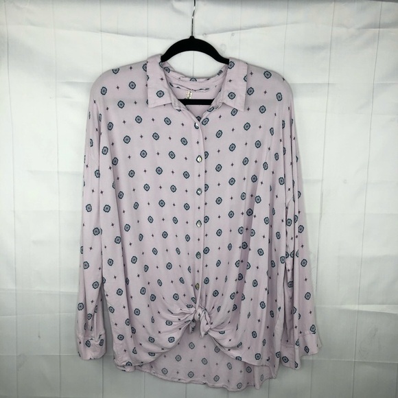 Free People Tops - Free People Printed Light Purple Long Sleeve Top